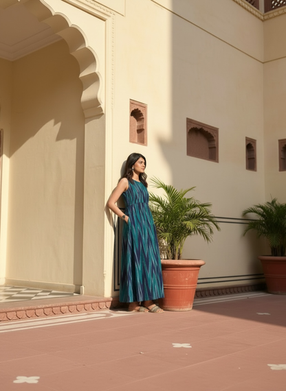 Ikat Cotton Midi Dress